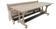 Hoogzit tafel L220 x B80 cm grey craft oak met 1 bank Tangara Groothandel voor de Kinderopvang Kinderdagverblijfinrichting6